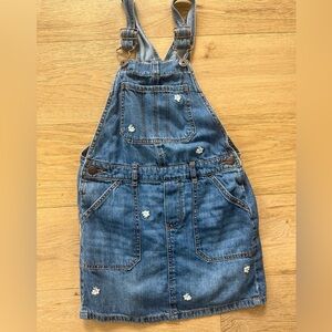 OshKosh B'gosh Blue Denim Kids Overall Dress with White Floral Details